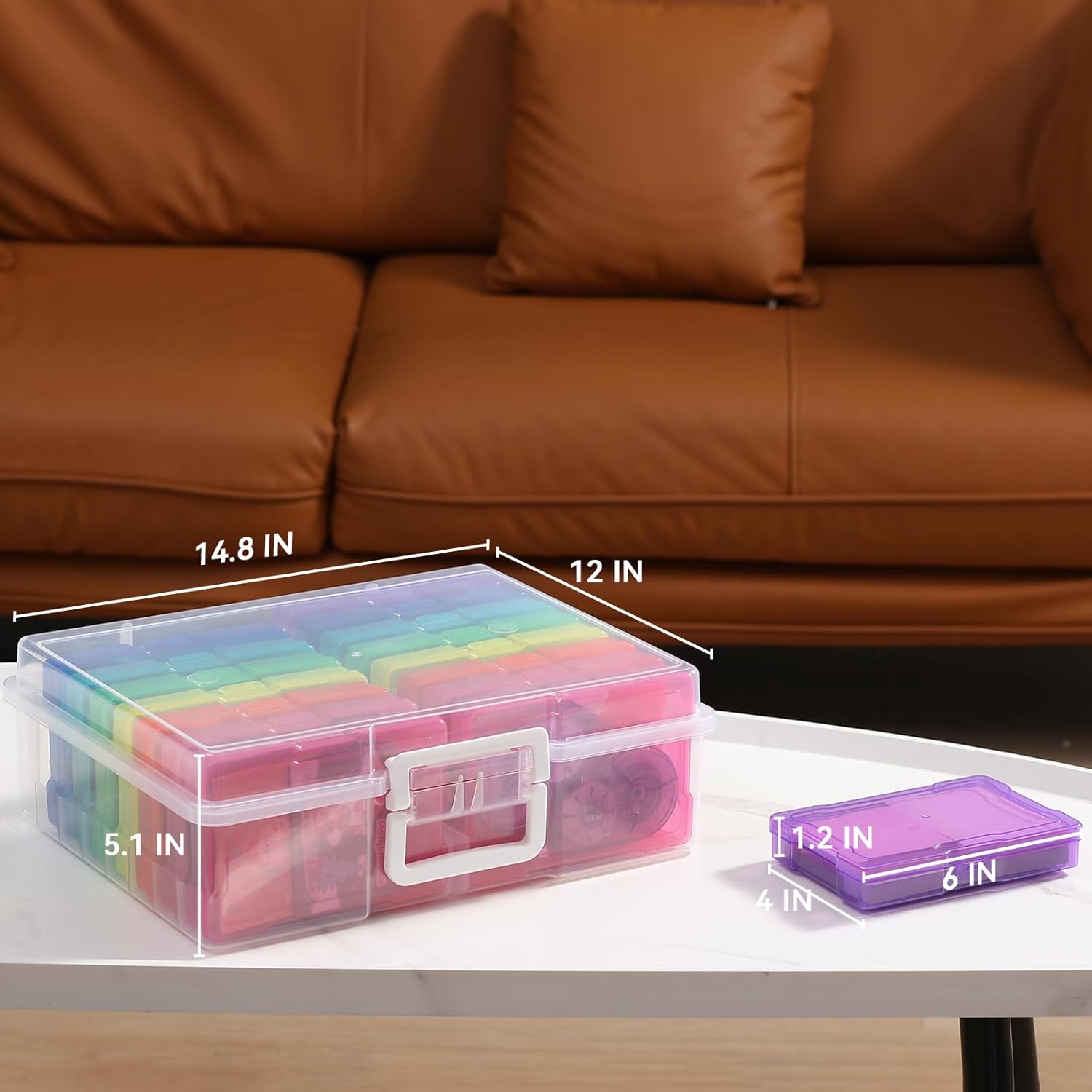 novelinks Photo Storage Boxes with Handle. Photo Organizers and Storage | 1Pack Color. Photo Albums 4x6 Pictures. Photo Cases. Classroom Organization. Index Card Box. Photo Card Holder. Seed Storage - Image 2