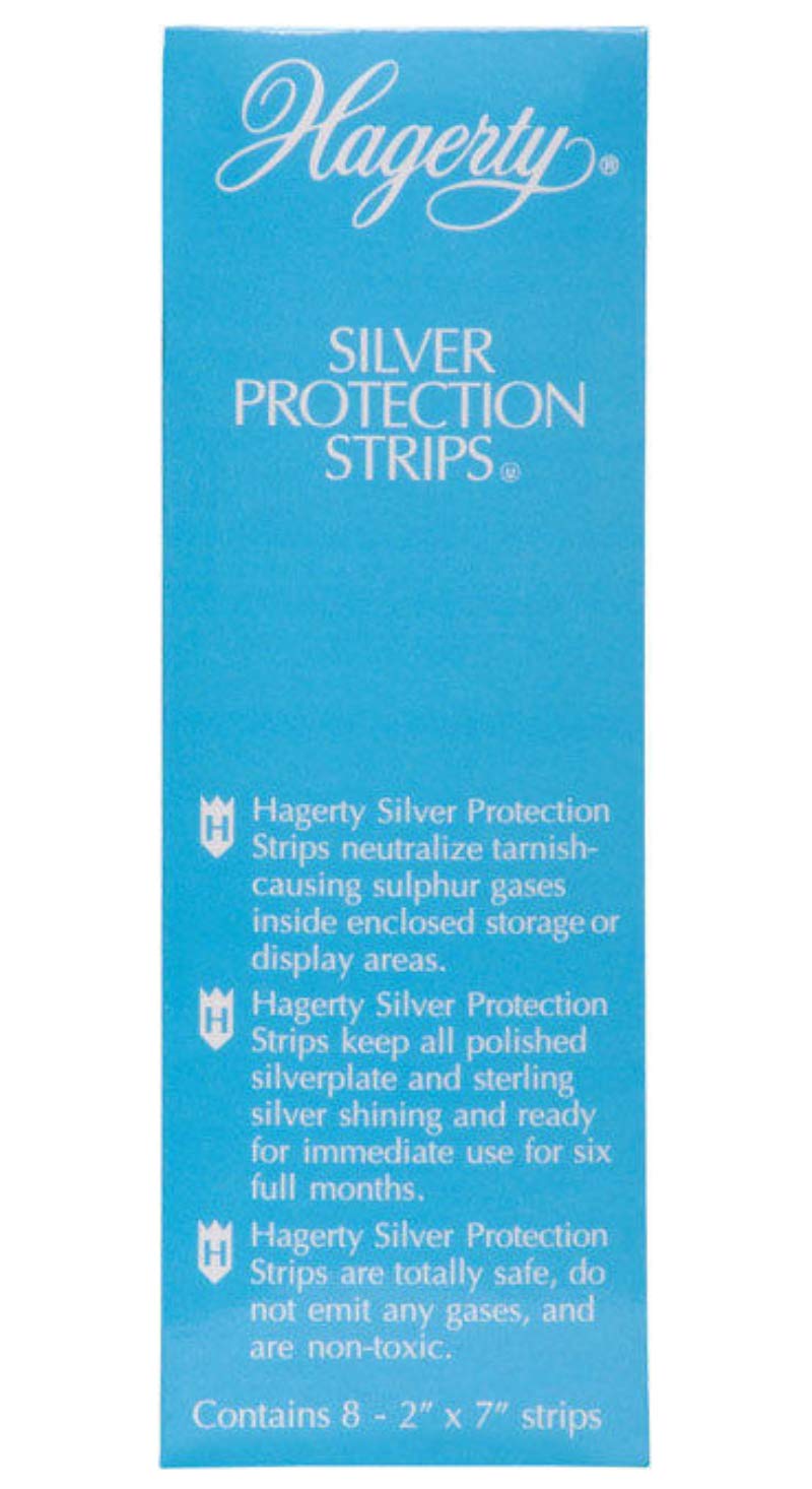 Hagerty Silver Protection Strips. Jewelry Tarnish Prevention Strips for Jewelry Boxes and Enclosed Storage. Made in USA. Kosher Certified. 8-Pack. 2 x 7