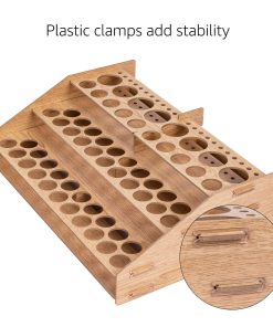 Alternative view of Amazon Basics Craft Paint and Brush Organizer Rack for Paint Bottles. Holds up to 60 Bottles and 22 Brushes. Wood Finish. 14 x 8 in. Light Brown