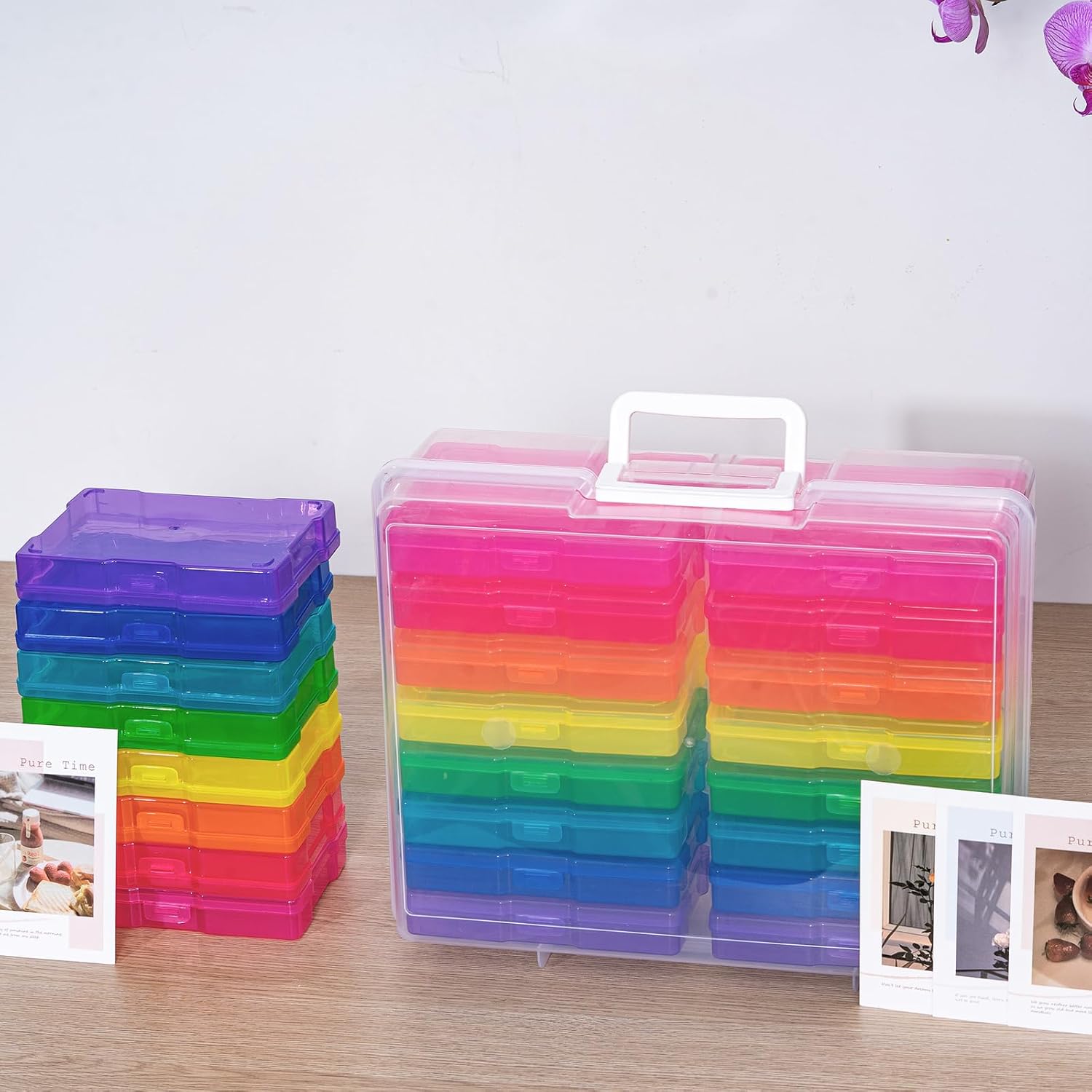 novelinks Photo Storage Boxes with Handle. Photo Organizers and Storage | 1Pack Color. Photo Albums 4x6 Pictures. Photo Cases. Classroom Organization. Index Card Box. Photo Card Holder. Seed Storage - Image 3