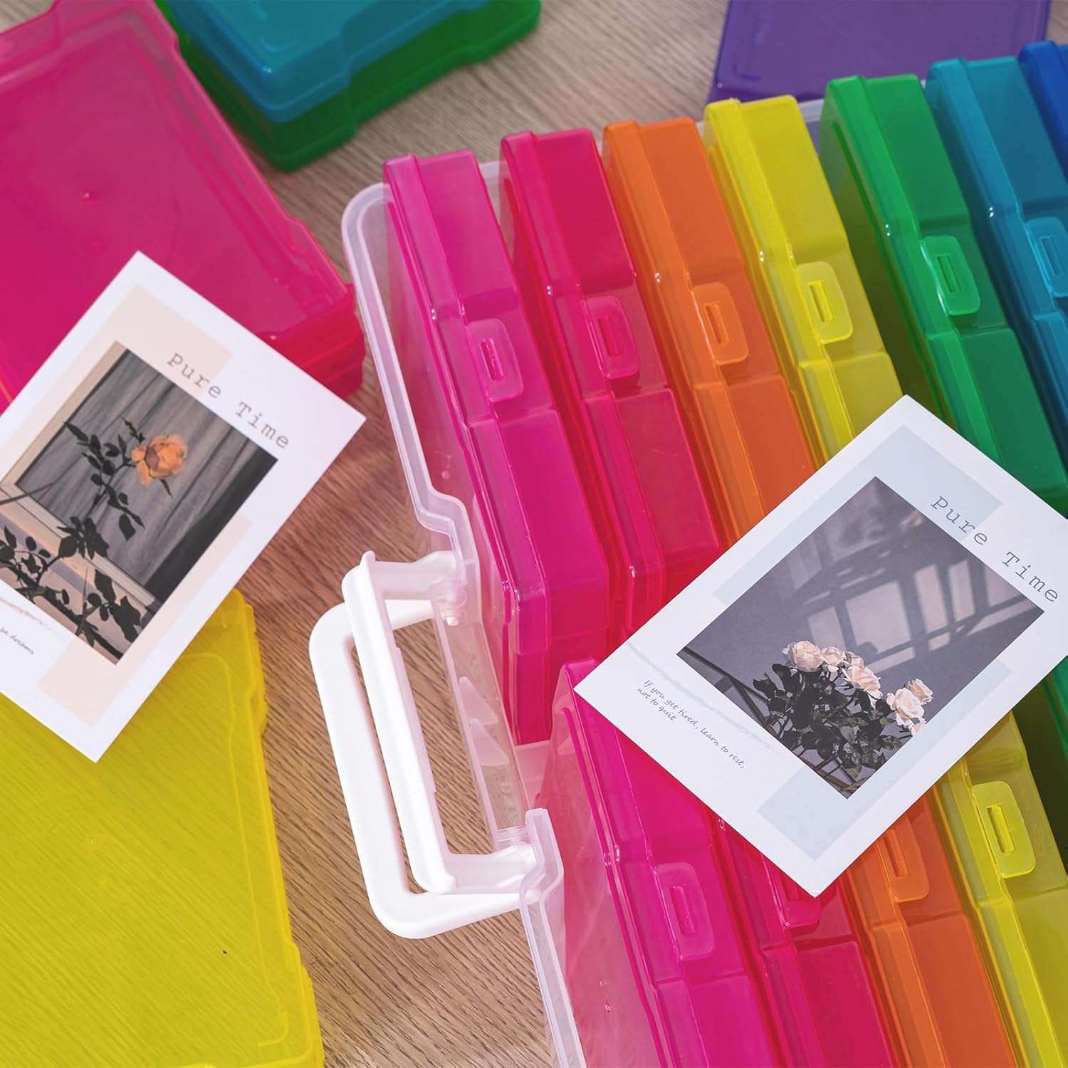 novelinks Photo Storage Boxes with Handle. Photo Organizers and Storage | 1Pack Color. Photo Albums 4x6 Pictures. Photo Cases. Classroom Organization. Index Card Box. Photo Card Holder. Seed Storage - Image 4