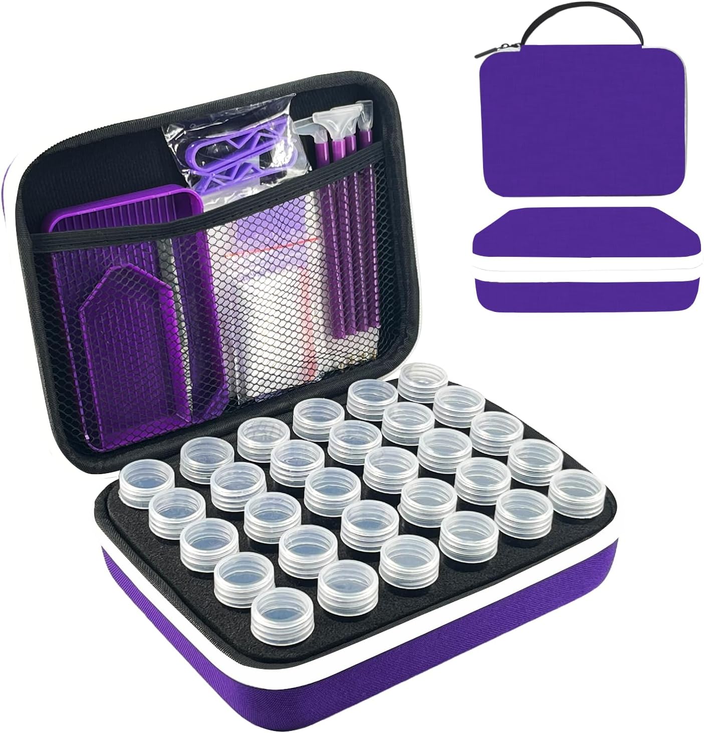 30 Slot Diamond Painting Storage Containers | Purple 30-slot storage box with tools & accessories for diamond art - Image 8
